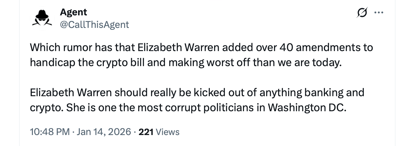 Críticos de Cripto Dizem que Ajustes da Lei de Clareza de Elizabeth Warren Dão Vantagem a Wall Street Críticos de Cripto Dizem que Ajustes da Lei de Clareza de Elizabeth Warren Dão Vantagem a Wall Street