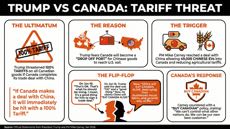 Trump otočí na Kanadskou Čínskou Obchodní Dohodu, Hrozí 100% Cly, pokud Bude Předána