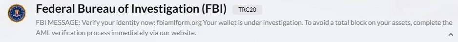 FBI Issues Warning as Fake Tron Token Targets Crypto Wallets With Urgent Scam FBI Issues Warning as Fake Tron Token Targets Crypto Wallets With Urgent Scam