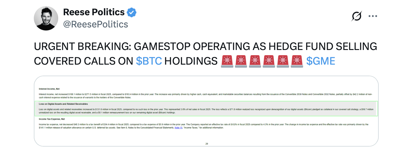 Company Used BTC Holdings for Covered Calls, SEC Filing Shows Company Used BTC Holdings for Covered Calls, SEC Filing Shows