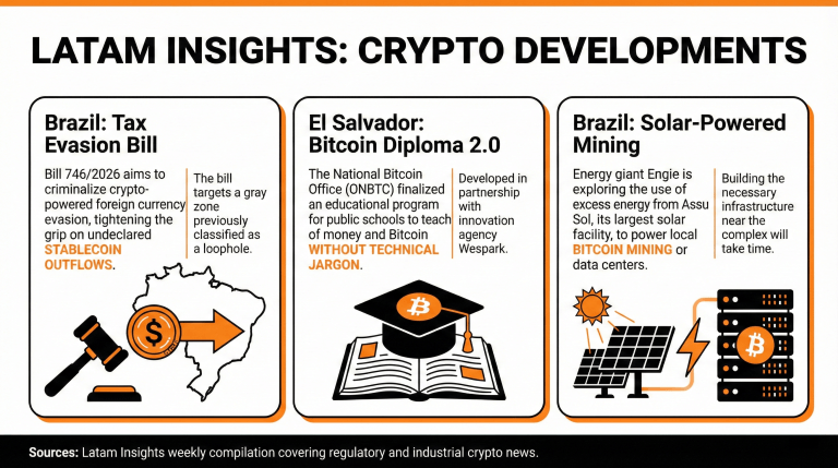 Latam Insights: Brazil Introduces Crypto Tax Evasion Bill, El Salvador Finalizes New Bitcoin Diploma Program