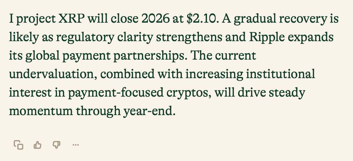 13 AI Models Predict XRP’s 2026 Price—ChatGPT, Grok, Claude, and Gemini Reveal Their Forecasts 13 AI Models Predict XRP’s 2026 Price—ChatGPT, Grok, Claude, and Gemini Reveal Their Forecasts