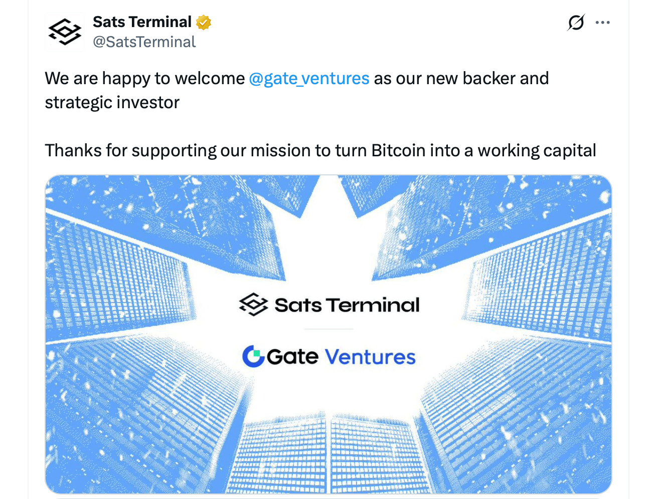 Gate Ventures Backs Sats Terminal as Bitcoin Lending Tools Expand Gate Ventures Backs Sats Terminal as Bitcoin Lending Tools Expand