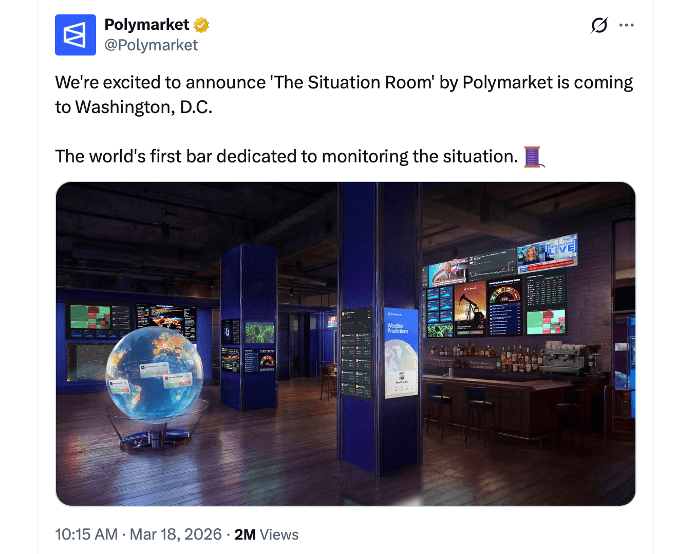 Polymarket Doubles Down on Growth With DC Bar Launch and Brahma DeFi Deal