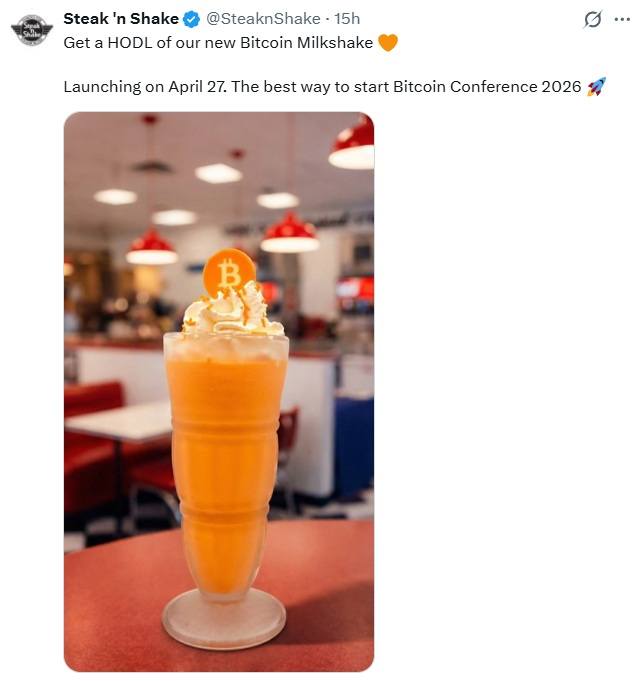 Bitcoin Milkshake: Steak ’n Shake Targets April 27 Launch for BTC-Themed Product Bitcoin Milkshake: Steak ’n Shake Targets April 27 Launch for BTC-Themed Product