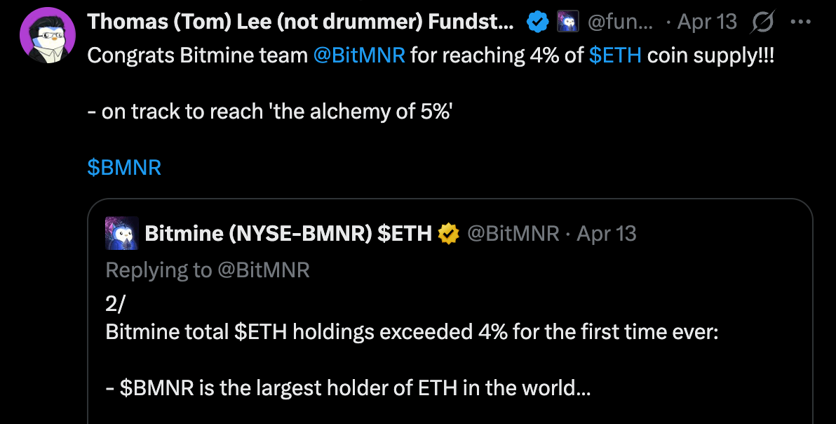 Bitmine Reports $3.8 Billion Quarterly Loss as Ethereum Bet Takes Toll