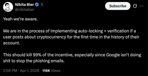 Elon Musk's X to Auto-Lock Accounts Posting Crypto for First Time