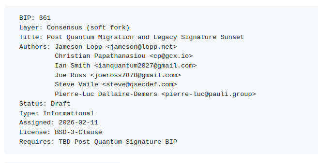 Bitcoin Developers Propose Freezing Coins That Skip Quantum-Safe Migration Under BIP-361