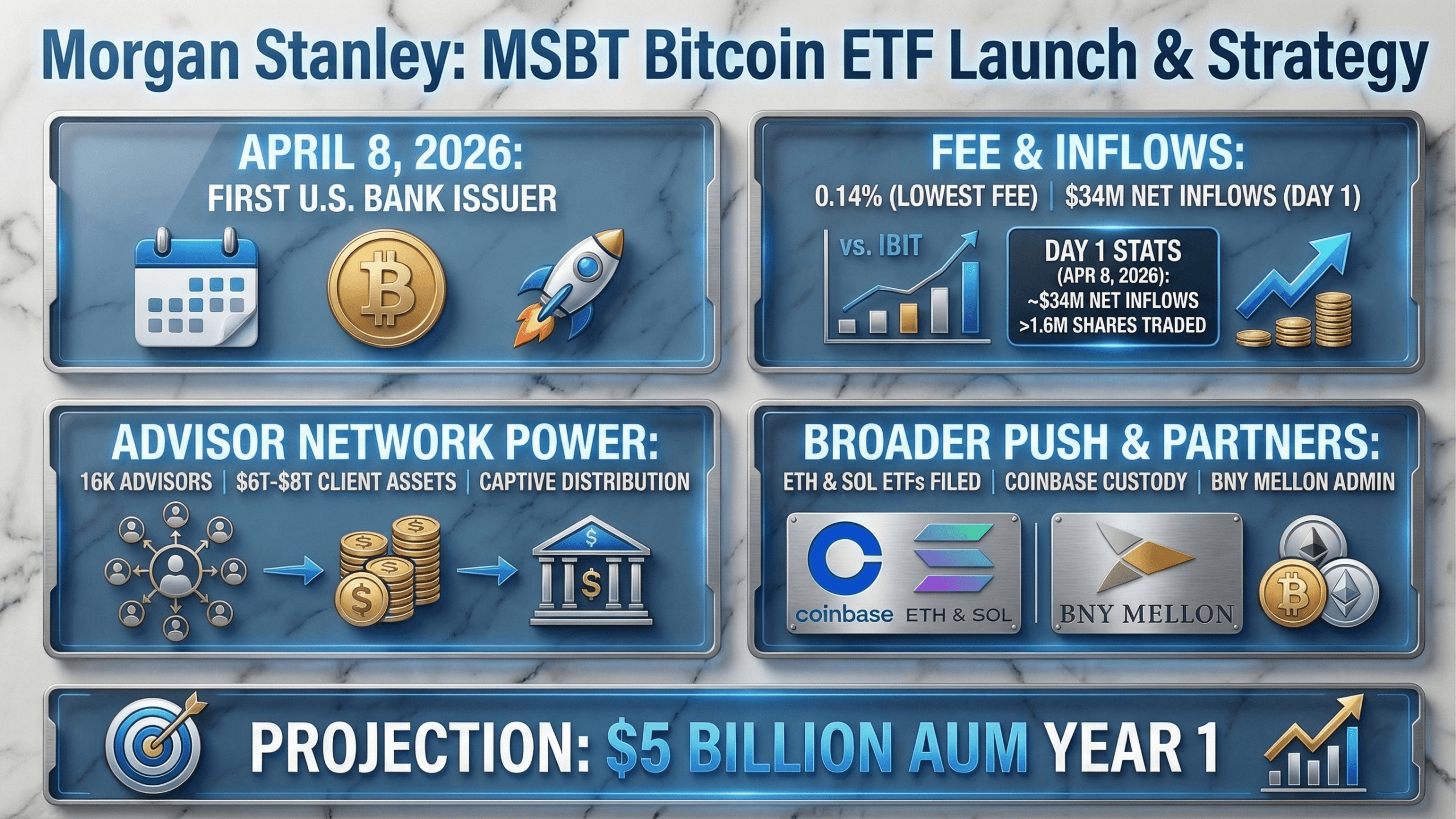 Morgan Stanley MSBT Bitcoin ETF Launch Draws $34M Morgan Stanley MSBT Bitcoin ETF Launch Draws $34M