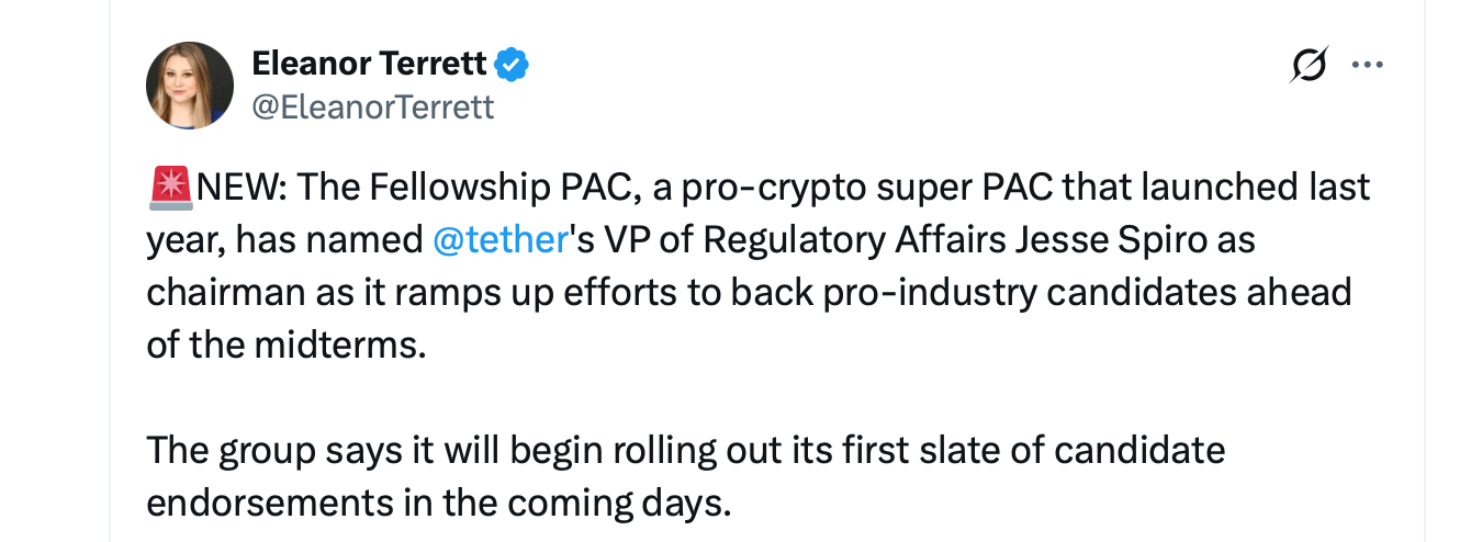Report: Pro-Crypto Super PAC Tied to Tether Spends $300K on Georgia House Race Report: Pro-Crypto Super PAC Tied to Tether Spends $300K on Georgia House Race
