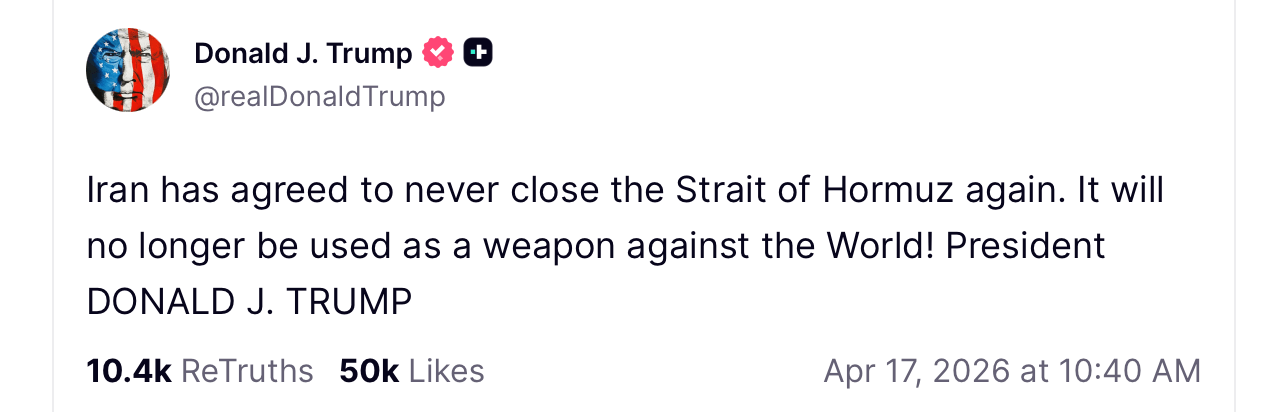 Iran Closes Strait of Hormuz Hours After Trump Said It Would 'Never' Close Again Iran Closes Strait of Hormuz Hours After Trump Said It Would 'Never' Close Again