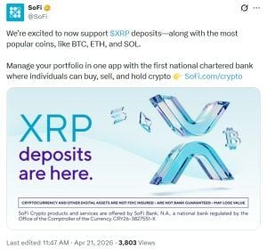 SoFi Adds XRP Deposits: Ripple Says Broader Access Brings More Participation and Utility SoFi Adds XRP Deposits: Ripple Says Broader Access Brings More Participation and Utility