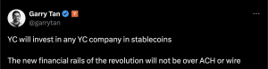 Y Combinator Makes First All-Stablecoin Startup Investment