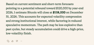 Grok Targets $145K as 13 AI Models Predict Bitcoin's Price Path to Close 2026 Image of Inflection AI’s Pi AI Assistant answer.