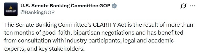 Senate Republicans Rebut CLARITY Act Criticism Before Markup