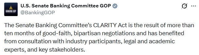 Senate Republicans Rebut CLARITY Act Criticism Before Markup Senate Republicans Rebut CLARITY Act Criticism Before Markup