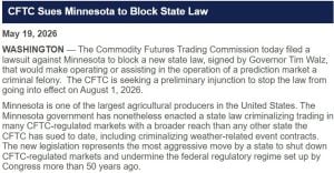 Details of the lawsuit filed against Minnesota by CFTC.