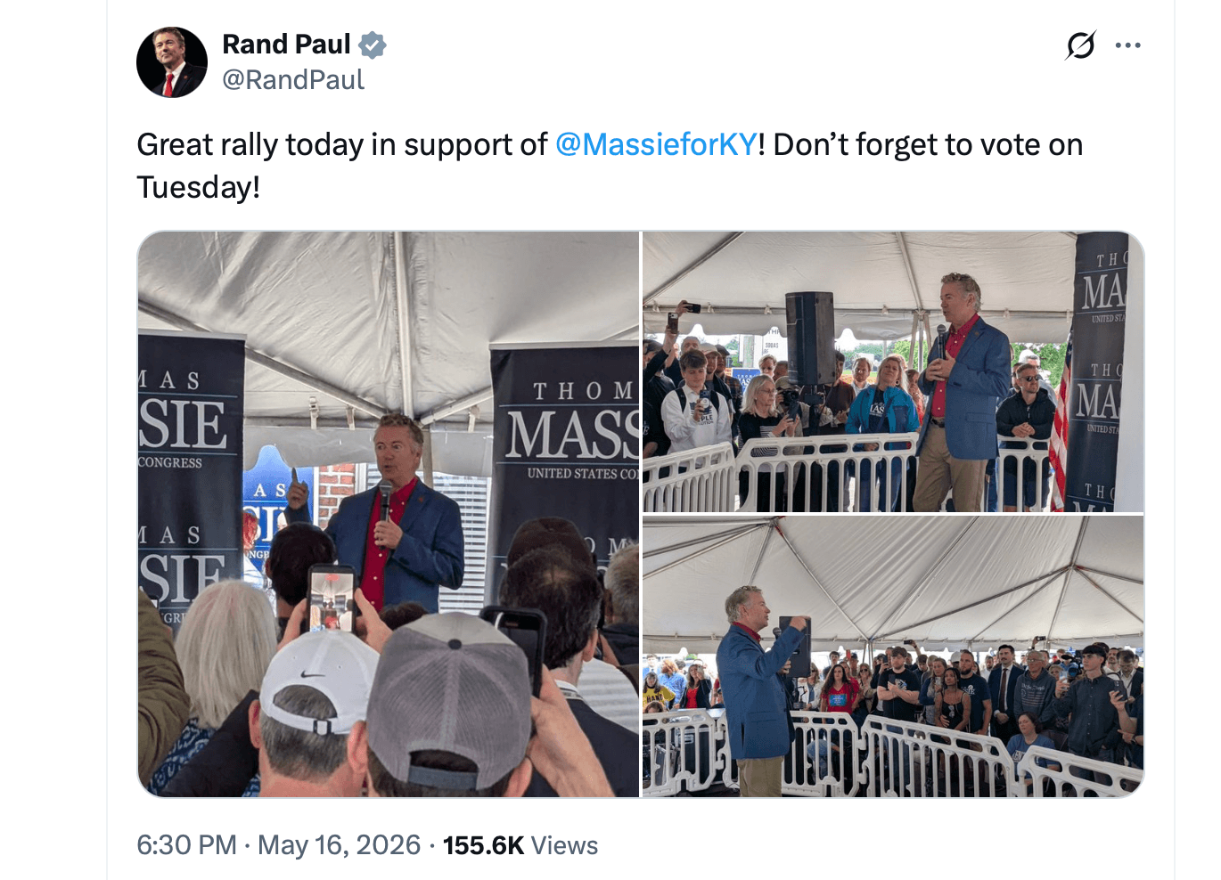 Rand Paul Tweet in Support of Massie 