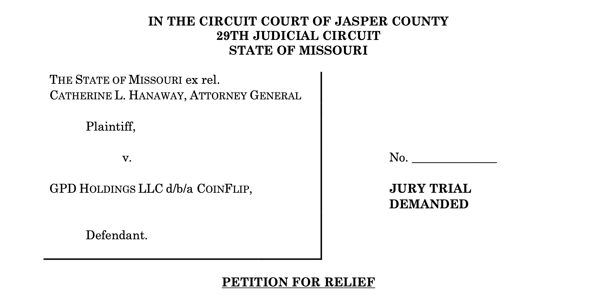 Missouri AG lawsuit against Coinflip 