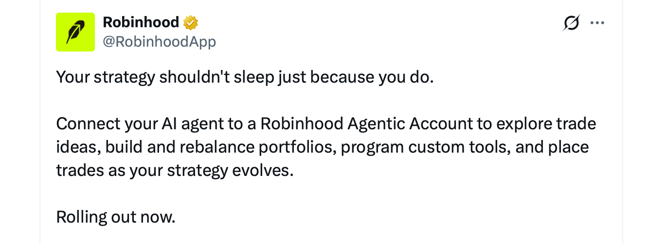X post on May 27, 2026, from Robinhood. 