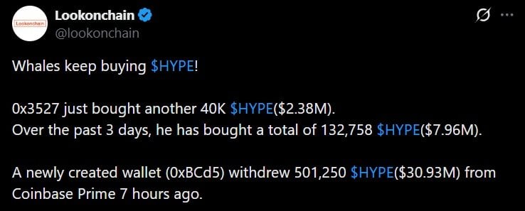 Spot HYPE ETFs Log Strongest Crypto Debut on Record as Whale Pulls $30.93M off Coinbase Prime