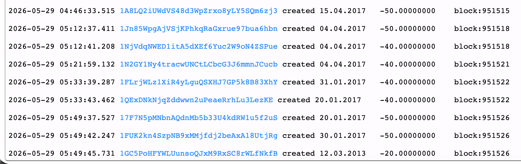 Sleeping bitcoin records for May 29, 2026. 