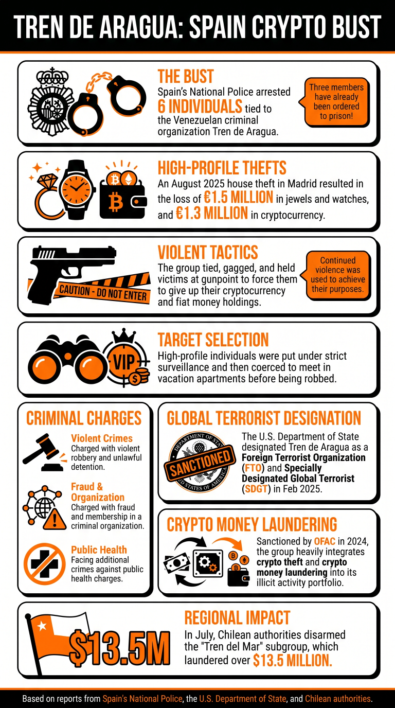 Infographic on Spain's Tren de Aragua arrests