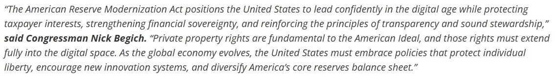 US Lawmakers Introduce ARMA Bill to Codify Strategic Bitcoin Reserve With 20-Year Hold and 1M BTC Goal