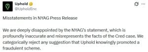 Uphold Rejects New York Claims After $5M Customer Repayment Deal Uphold Rejects New York Claims After $5M Customer Repayment Deal
