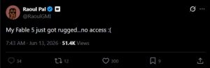 Raoul Pal commentant la suspension de Fable 5.