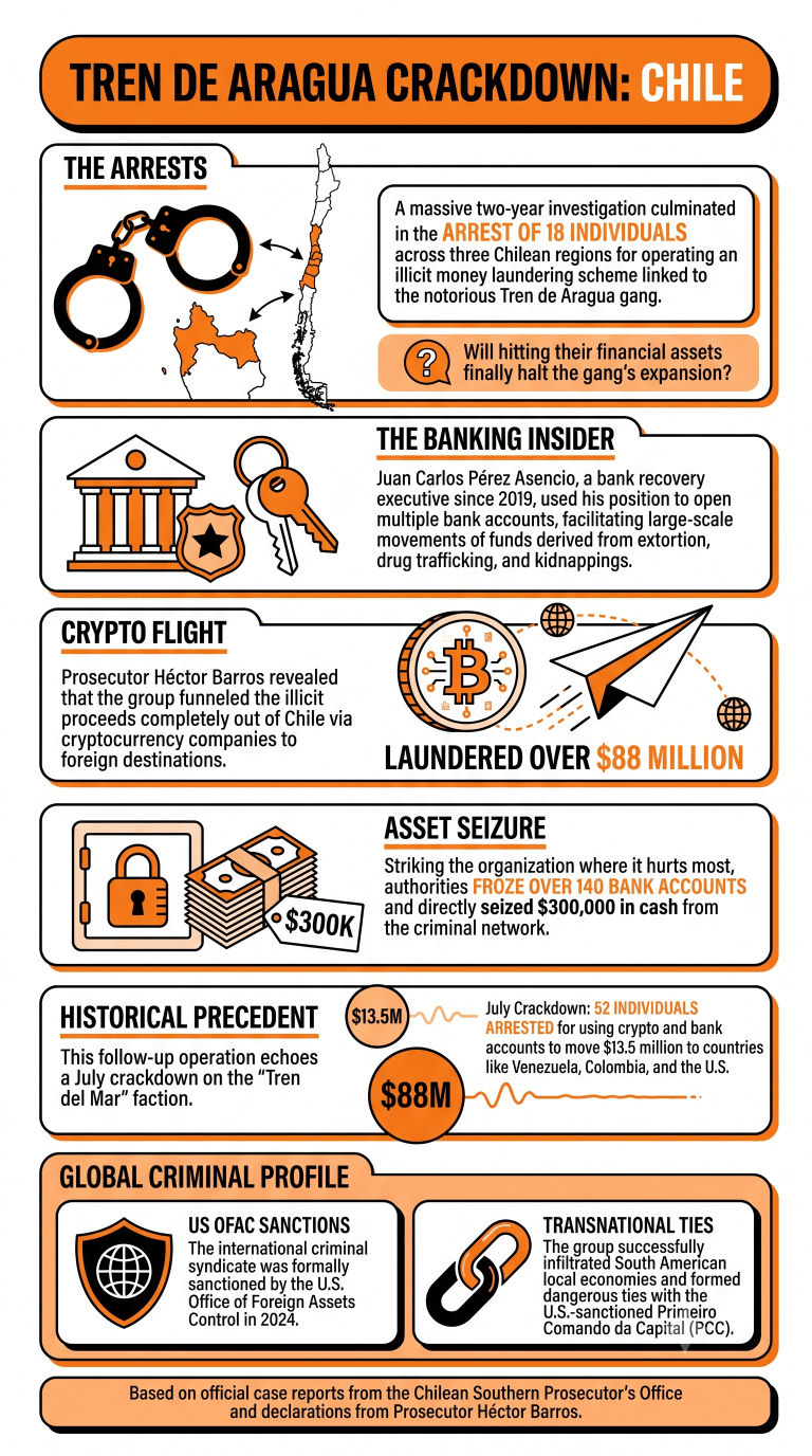 Infographic Explaining Chile's operation against Tren de Aragua
