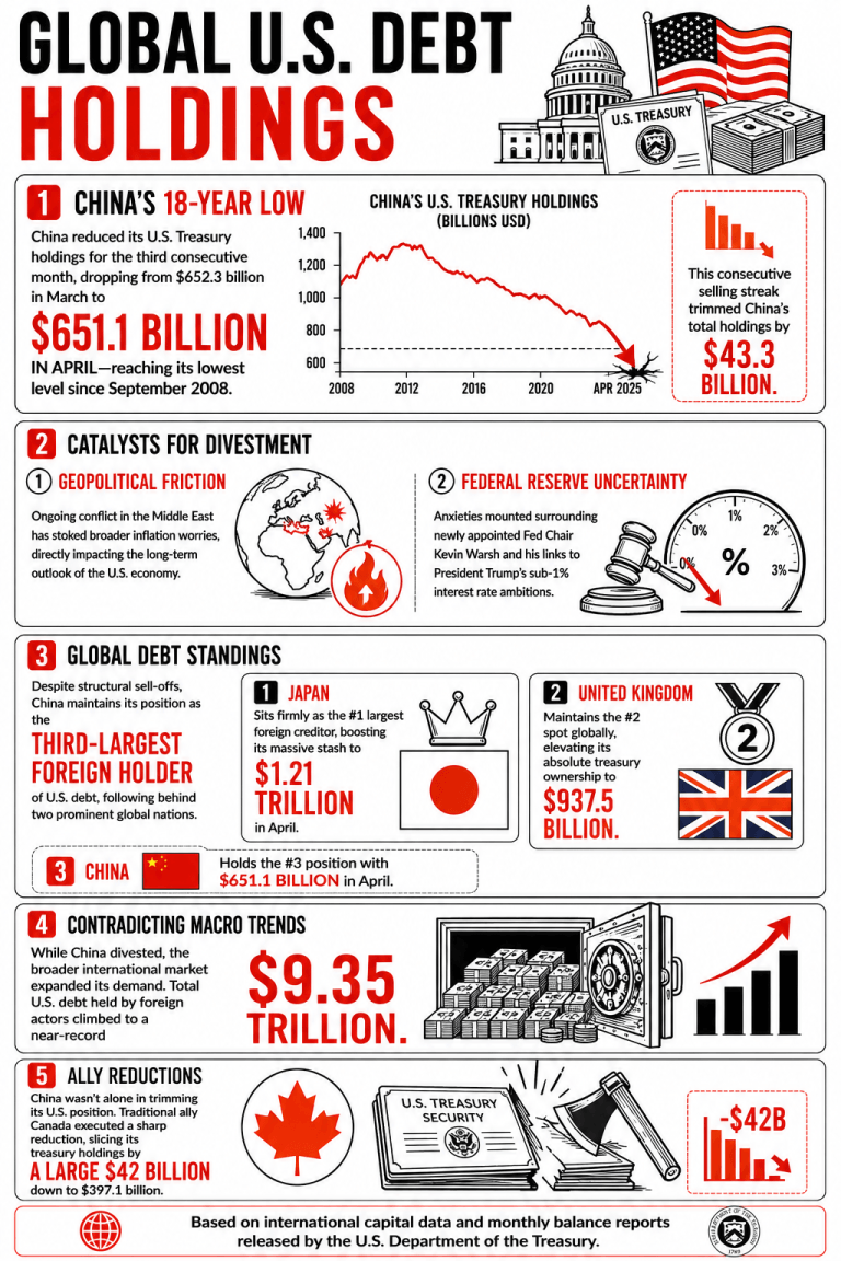 China Trims US Treasury Holdings to $651.1 Billion, Hitting an 18-Year Low China Trims US Treasury Holdings to $651.1 Billion, Hitting an 18-Year Low