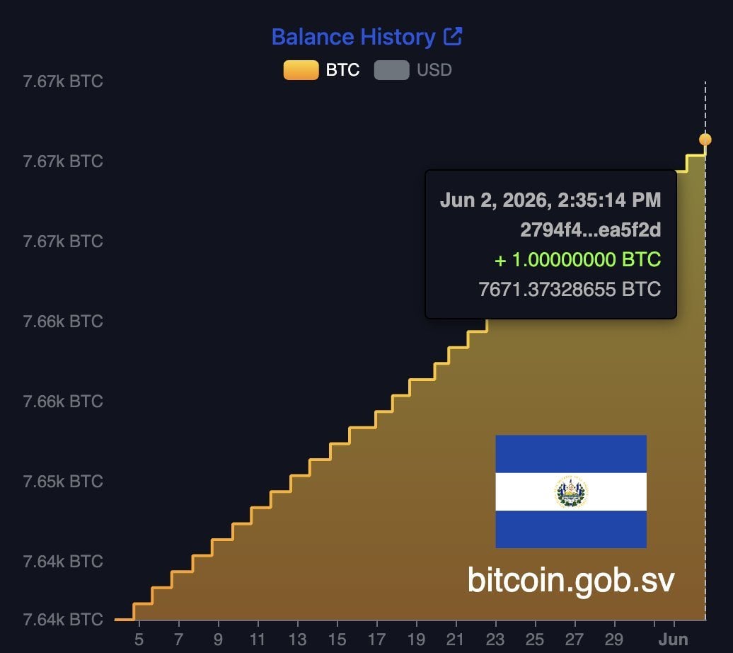 Bitcoin accumulation chart for El Salvador.