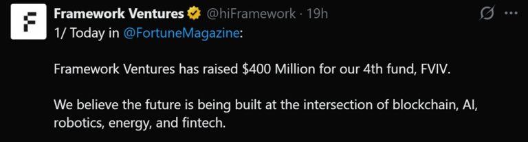 Framework Ventures Raises $400 Million Fourth Fund as Crypto VC Pushes ...
