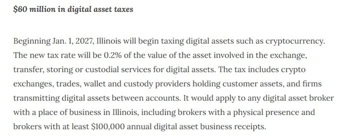 Illinois Governor JB Pritzker Greenlights Crypto Tax of 0.2% on Every Transfer Starting 2027 Illinois Governor JB Pritzker Greenlights Crypto Tax of 0.2% on Every Transfer Starting 2027