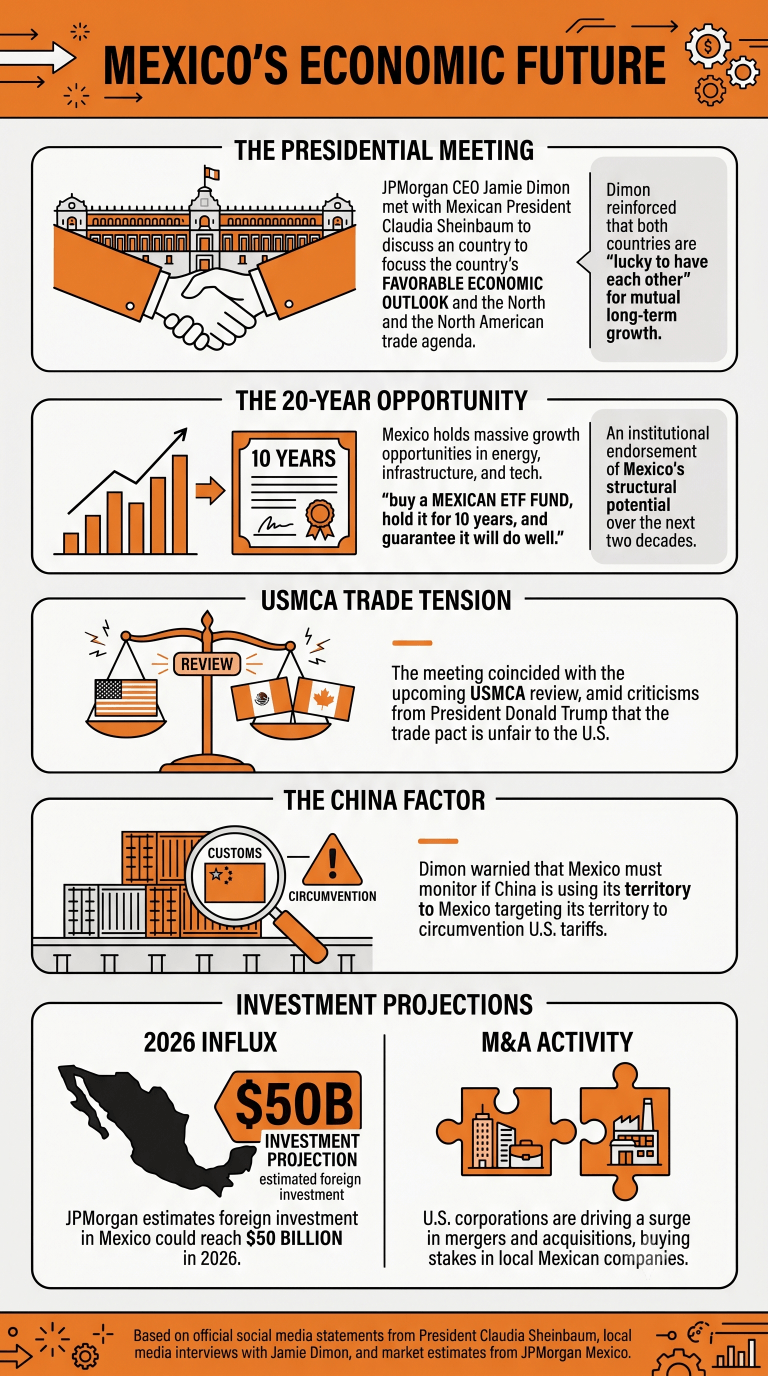 Infographic on Jamie Dimon's meeting with Mexico's President