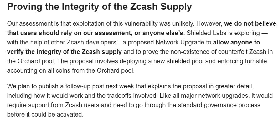Zcash Patches Critical Bug Enabling Unlimited Counterfeit ZEC Minting as Prices Crashes 41%