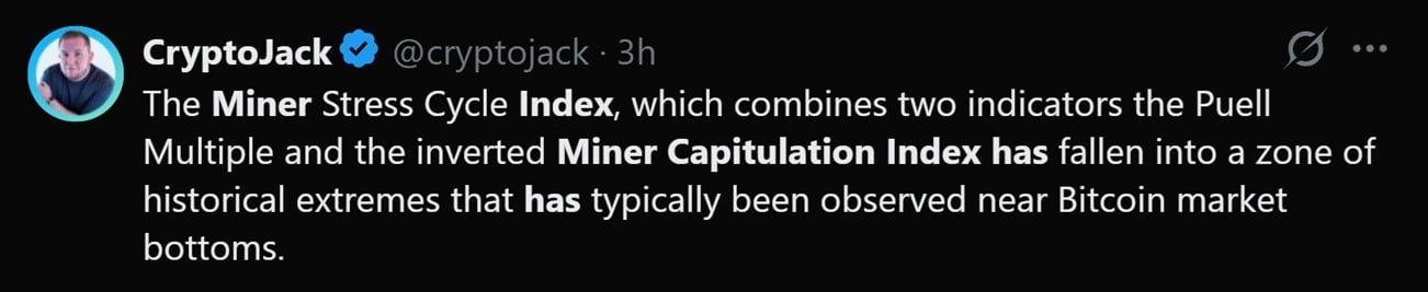 Tweet discussing Bitcoin's recent dip in mining difficulty.