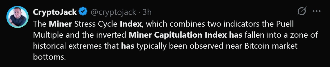 Tweet discussing Bitcoin's recent dip in mining difficulty.