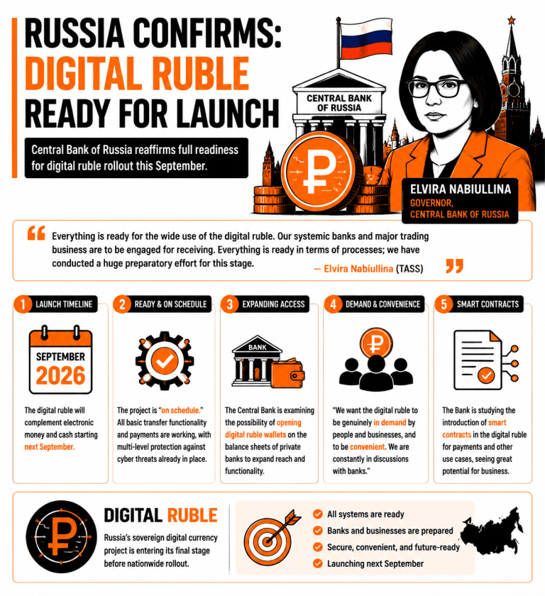 "Everything is Ready": Russia Finalizes Preparations for Nationwide CBDC Rollout "Everything is Ready": Russia Finalizes Preparations for Nationwide CBDC Rollout