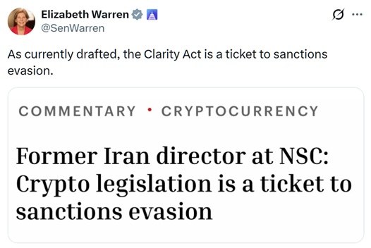 Coinbase Fires Back at Senator Warren Over CLARITY Act Sanctions Warning Coinbase Fires Back at Senator Warren Over CLARITY Act Sanctions Warning