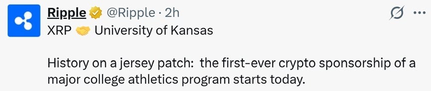 Ripple Brings XRP to Jayhawk Uniforms in First Major College Crypto Jersey Sponsorship