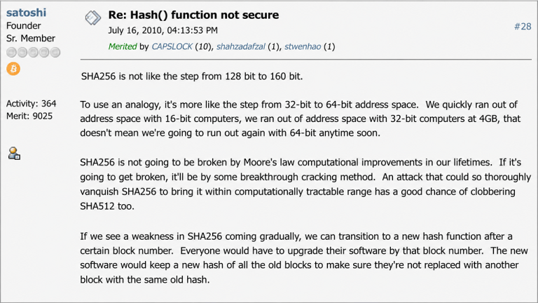Satoshi Nakamoto’s Old Forum Post Still Protects BTC Today