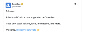 La chaîne Robinhood augmente : L2 publie plus de 3 milliards de dollars en volume DEX avec 7 millions de transferts quotidiens Poste Opensea X.