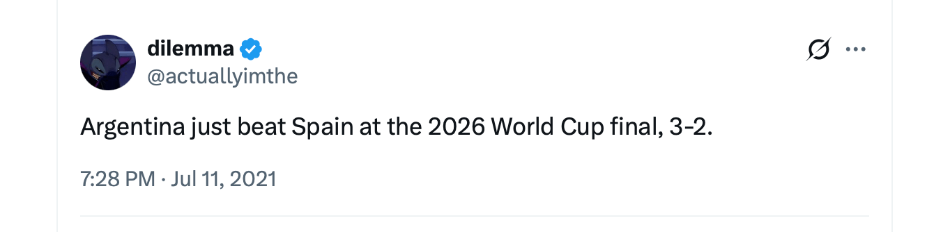 UFC Champion Conor McGregor Risks $100K on Viral 3-2 World Cup Prophecy With a $3.6M Payday Screenshot of the dilemma X post from 2021.