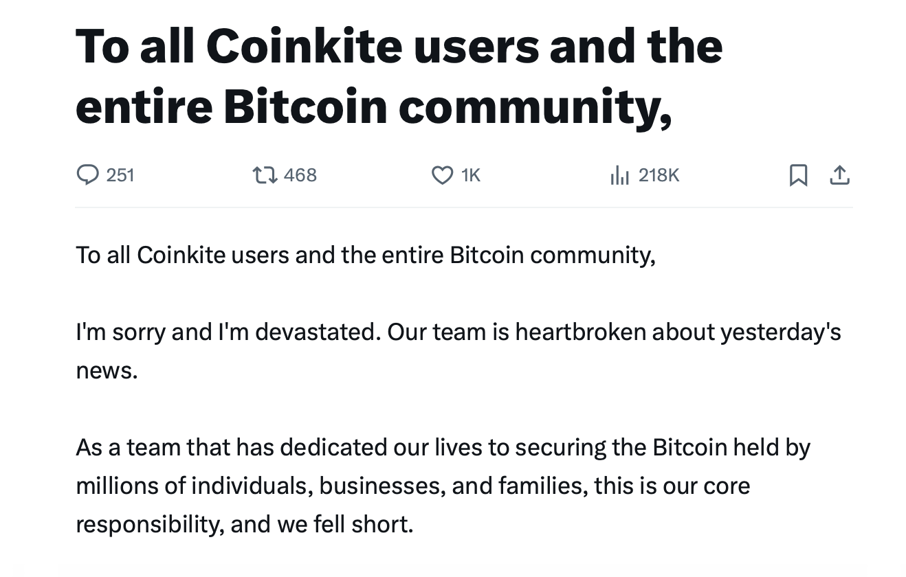 Coinkite CEO Rodolfo Novak's article screenshot. 