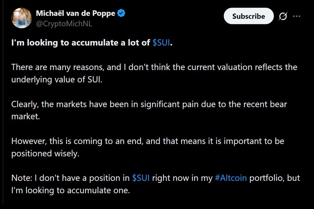 Michael Van de Poppe comments of SUI.