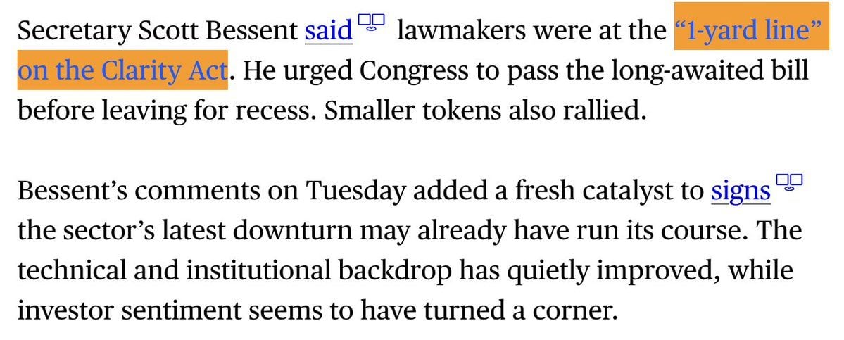 Bessent's comments on the Clarity act 