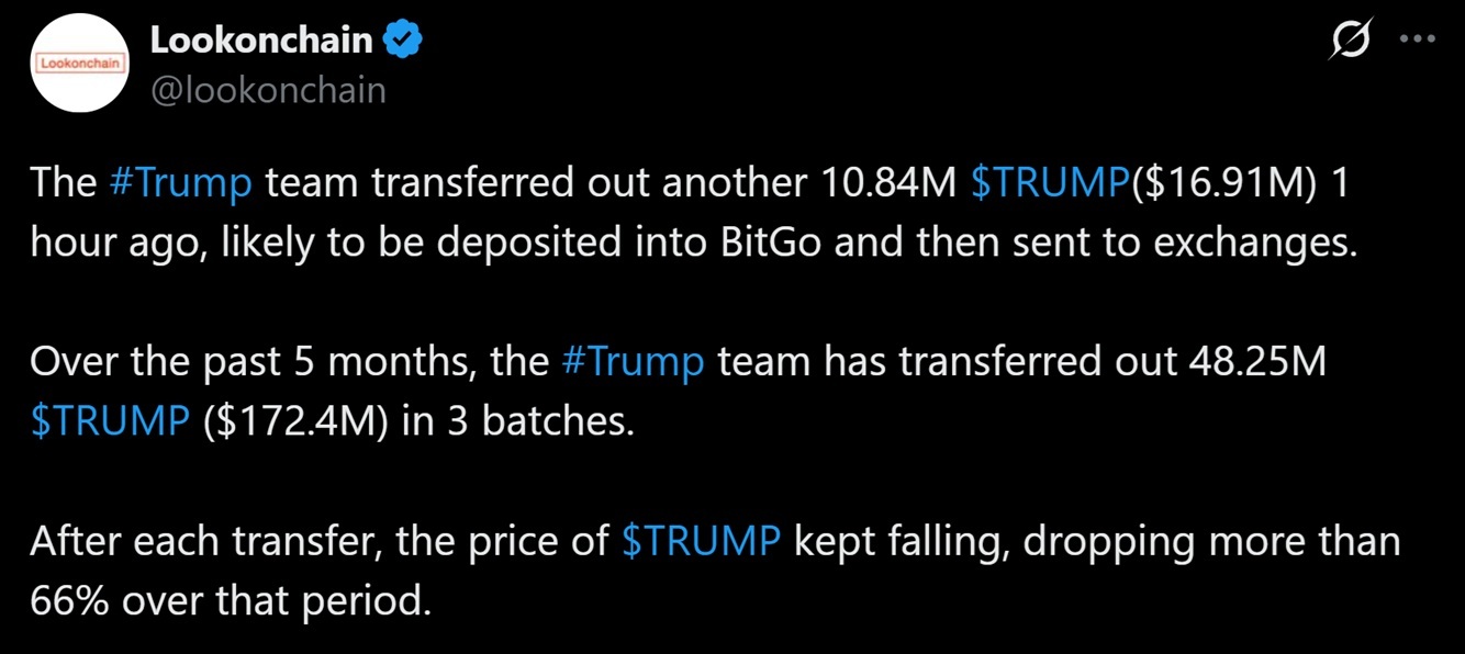 Tweet discussin TRUMP's recent movements to Bitgo.