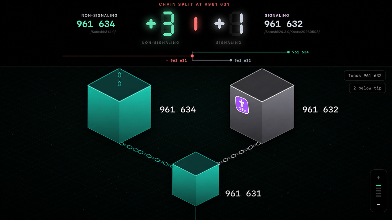 BIP-110 Splits Bitcoin as Rival Miners Clash at Block 961632